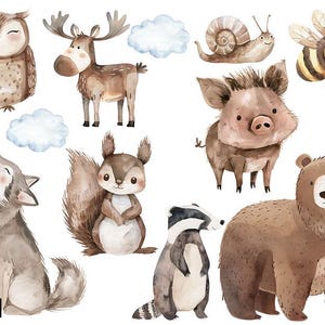Waldtiere Sticker, Bügelbild Wolf, abwaschbar, Vinylsticker, Wandsticker, Bär Sticker ,Eule Sticker, Elch, Sommer, Bügelbild
