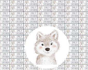 Name stickers, school stickers, labels with name, personalized, iron-on labels, boy, forest animals, wolf, wolf class, NA107