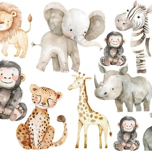 Safari Sticker, Bügelbilder Löwe, abwaschbar, Vinylsticker, Wandsticker, Affe Sticker ,Giraffe Sticker, Zebra, Sommer, Bügelbild