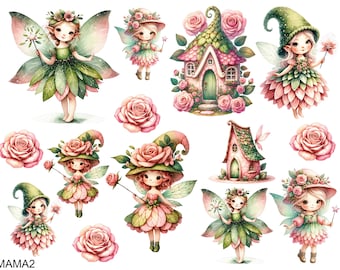Fairy sticker washable, flower girl, rose, vinyl sticker or iron-on image, transfer for light and dark textiles, DIY T-shirt - wall sticker!