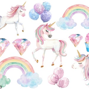 Einhorn Sticker für Mädchen, abwaschbar, Vinylsticker oder Bügelbild, Transfer für Helle und Dunkle Textilien, DIY T Shirt - Wandsticker