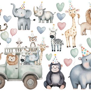 Safari Sticker, Geburtstag, abwaschbar, Vinylsticker, Wandsticker, Löwe Sticker ,Giraffe Sticker,Nashorn, Affe, Zebra, Sommer, Bügelbild