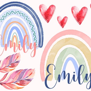 Vinyl sticker rainbow, sticker with name, princess sticker, pink sticker, sticker for car, sticker boy girl washable, books,