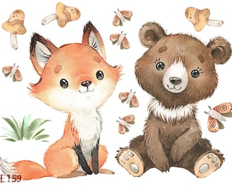 Fuchs, Reh, Bär Bügelbild, Vinylsticker oder Stoffpatch, , Applikation, Transfer für Helle und Dunkle Textilien, DIY T Shirt, Basteln
