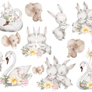 Sticker Schwan, Hase, Frühlingabwaschbar, Vinylsticker oder Bügelbild, Transfer für Helle und Dunkle Textilien, DIY  - Wandsticker
