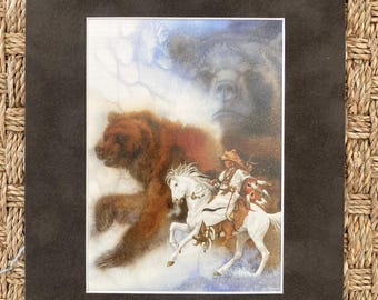 Bev Doolittle 'Two Bears of the Blackfeet' Art Print: Matted Elk Suede, 8x10