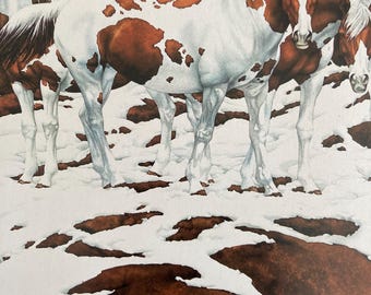 PIntos Bev Doolittle 1978 matted brown suede  12x12 litho