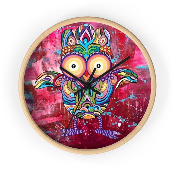 Owl Wall Clock Colorful Modern Art Painting Home - Colorful Owl Wall Clocks