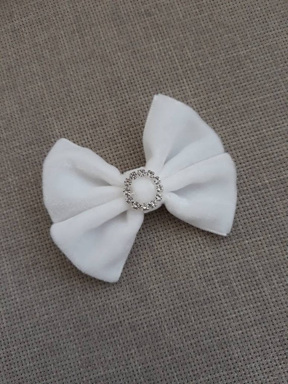 Pearl Heart Hair Bow Girls Ivory Lace Christening Wedding Hair Bow HANDMADE