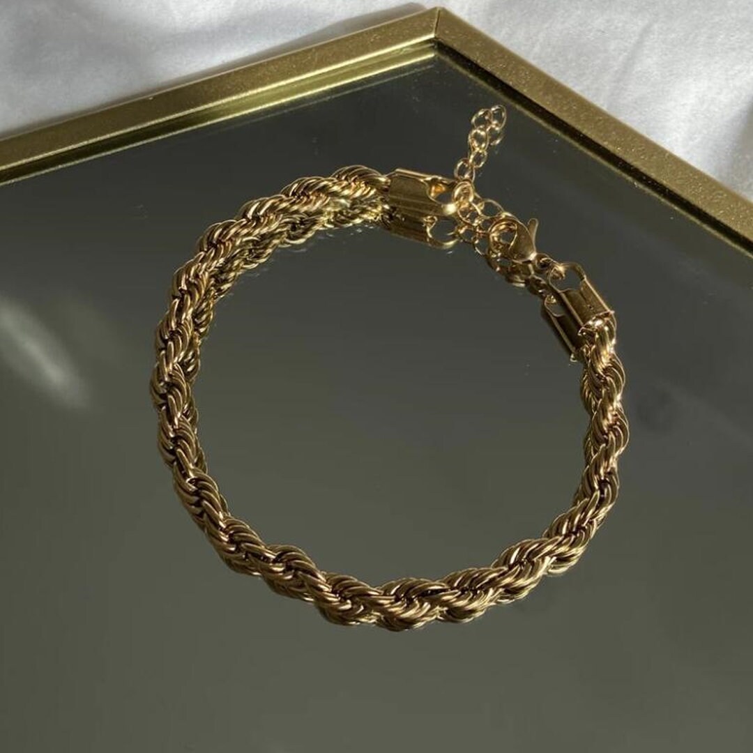 1970. 18K Chunky Gold Rope Chain Anklet Everyday Minimal Etsy UK