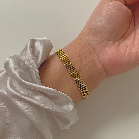 HALCYON. Gold Plated Woven Chain Bracelet | Mesh Weave, Gold HALCYON. Gold Plated Woven Chain Bracelet | Mesh Weave, Gold