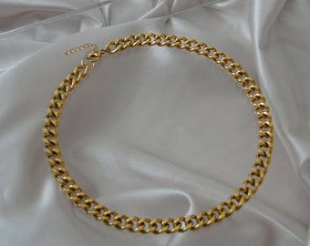 KINGSLEY. Gold Chunky Kettenhalskette Panzerkette Halskette, Dicke Kette Halskette, Kubanische Kette , Statement Kette Halskette, Gold Link Halskette