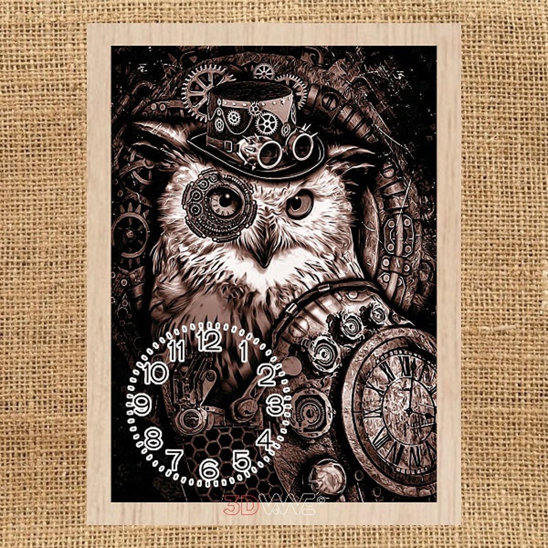 Digital Laser Cut File OWL CLOCK Laser Cut Files for Glowforge , Laser