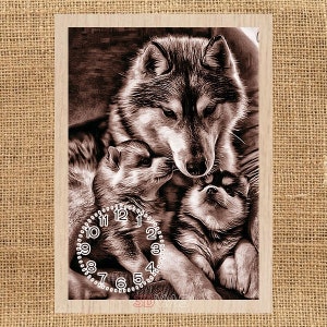 Digital Laser Cut File - WOLVES CLOCK - Laser cut files for Glowforge , Laser Ready Files for Engraving Perfect Gifts.