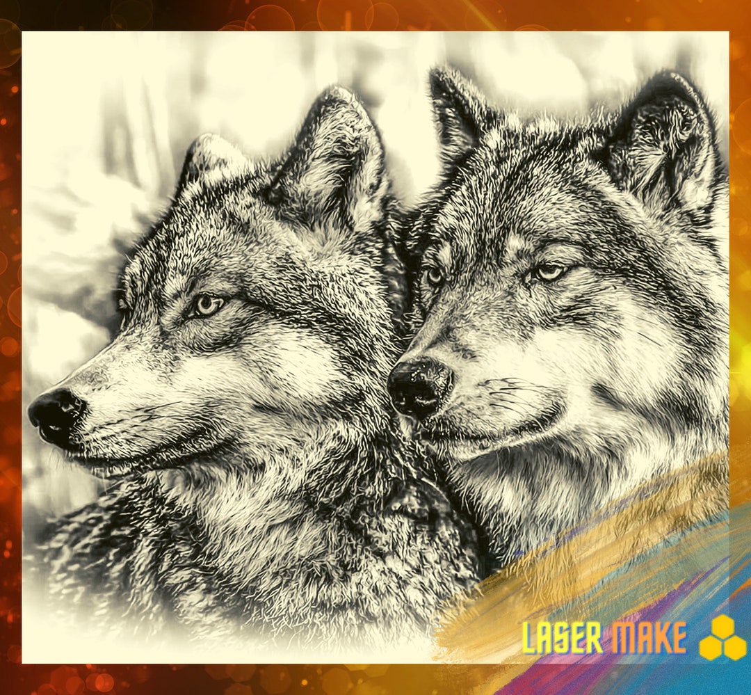 Digital Laser Cut File Wolves Fiber Laser