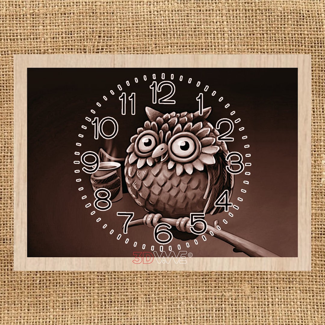 Digital Laser Cut File Owl Clock Laser Cut Files for Glowforge , Laser