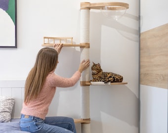 Wood Cat Tree Cat tower Cat scratcher Cat tree tower Cat tree for large cats Cat furniture Modern cat tree Cat scratching post