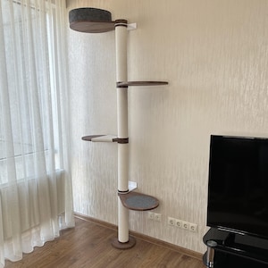 Cat tower for large cats, Wood cat tree, Scratching post, Cat playground, Cat tower, Cat scratch, Cat wall furniture, Modern cat furniture