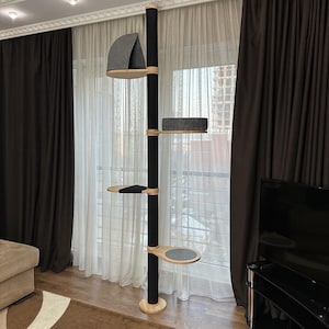 Modern Climber Cat Tree, Floor to Ceiling Cat Tree Tower, Wooden Cat Tree, Modern Cat Furniture, Cat Tower for Large Cats, Cat Scratcher