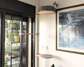 Tall Cat Tower for Large Cats, Floor to Ceiling Cat Tree Tower, Wooden Cat Tree, Modern Cat Furniture,  Cat scratch, Scratching post