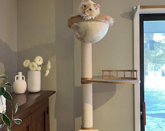 Torre per gatti regolabile Torre per gatti dal pavimento al soffitto Albero per gatti in legno Albero da arrampicata per gatti Torre per gatti Tiragraffi per gatti Tiragraffi Parco giochi per gatti