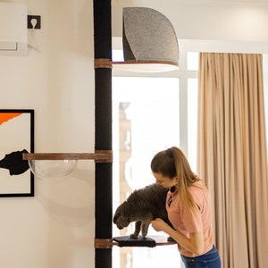 Floor to ceiling cat tree, Wood cat tree, Tall Cat tree, Cat scratching post, Cat shelves, Cat tower, Mounted Cat Pole, Cat Climbing Pole image 10