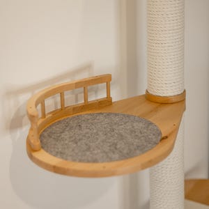 Cat adjustable tower Floor to ceiling cat tower Wood cat tree Cat climbing tree Cat tower Cat scratch Scratching post Cat playground image 10