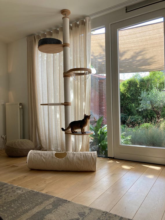 Modern Climber Cat Tree, Floor to Ceiling Cat Tree Tower, Wooden Cat Tree, Modern Cat Furniture, Cat Tower for Large Cats, Cat Scratcher