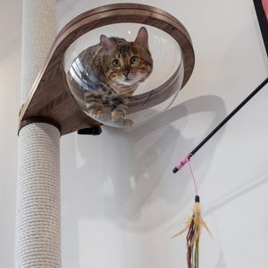 Floor to ceiling cat tree, Wood cat tree, Tall Cat tree, Cat scratching post, Cat shelves, Cat tower, Mounted Cat Pole, Cat Climbing Pole image 3