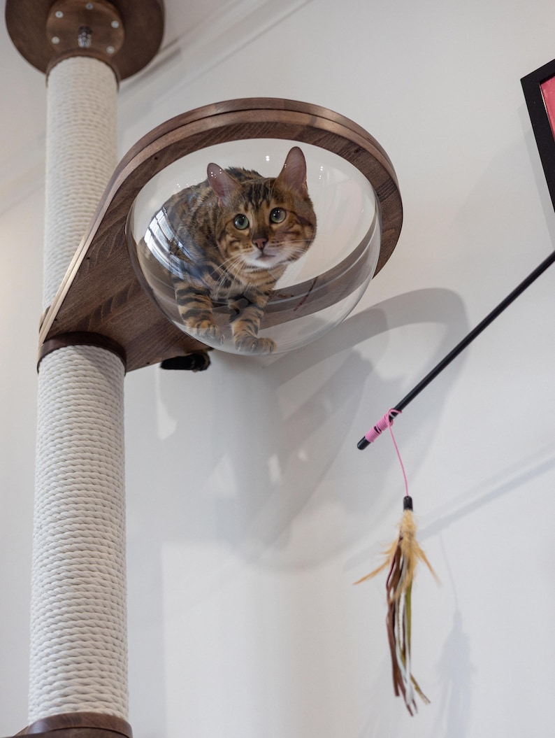 Floor to ceiling cat tree, Wood cat tree, Tall Cat tree, Cat scratching post, Cat shelves, Cat tower, Mounted Cat Pole, Cat Climbing Pole image 3