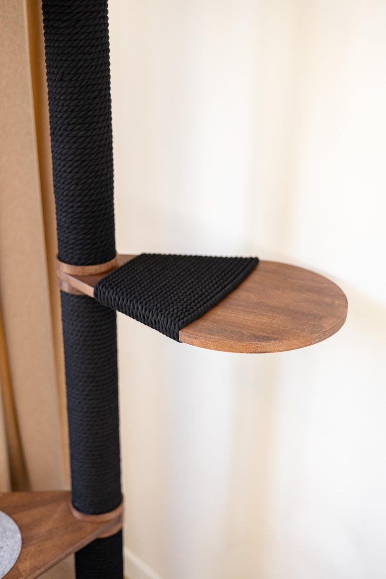 Modern Wooden Cat Tree Tower, Scratching Post, Condo, Cat Shelves image 4