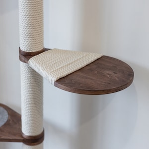 Floor to ceiling cat tree, Wood cat tree, Tall Cat tree, Cat scratching post, Cat shelves, Cat tower, Mounted Cat Pole, Cat Climbing Pole image 4