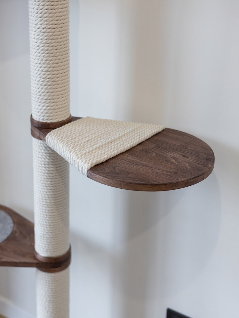 Floor to ceiling cat tree, Wood cat tree, Tall Cat tree, Cat scratching post, Cat shelves, Cat tower, Mounted Cat Pole, Cat Climbing Pole image 4
