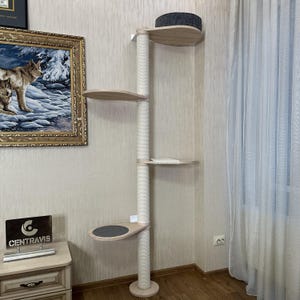 Cat tower for large cats, Wood cat tree, Scratching post, Cat playground, Cat tower, Cat scratch, Cat wall furniture, Modern cat furniture