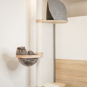 Floor to ceiling cat tree, Wood cat tree, Tall Cat tree, Cat scratching post, Cat shelves, Cat tower, Mounted Cat Pole, Cat Climbing Pole image 7