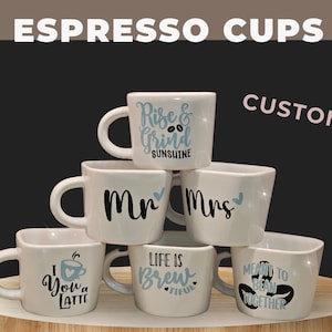 Mr and Mrs Espresso Cup Set w/ stand