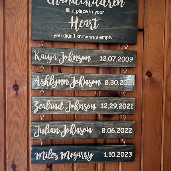 Personalized Wooden Sign for Grandparents, Gift for Grandma from family members, Grandchildren Sign, Wooden Name Signs, Home Decor