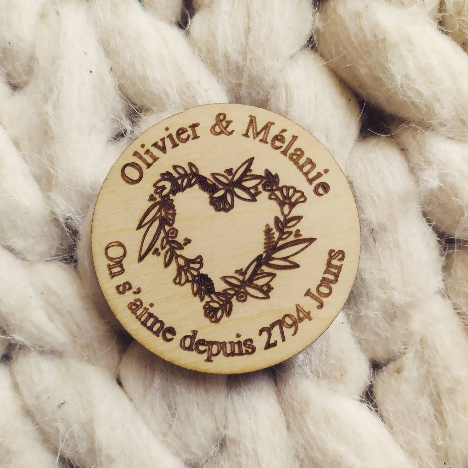 Magnet Saint Valentin Bois Nombre de Jours