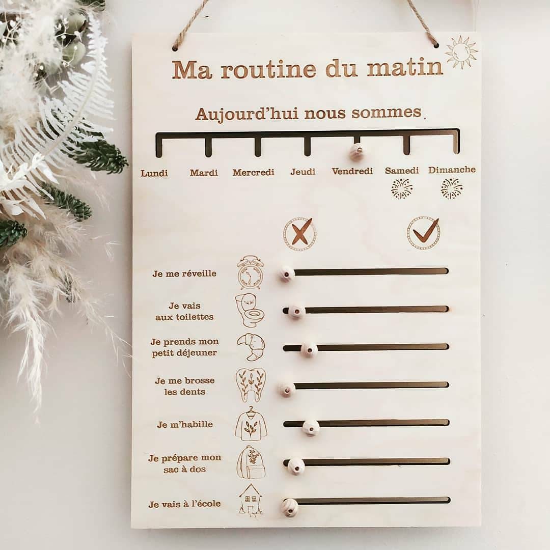 Organisateur de routine en bois – Matin et soir – Tableau Montessori ...