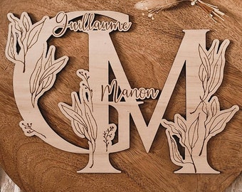 Valentine's Day Gift or Wedding Gift or other Letters first names initial interlacing