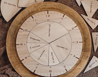 wooden learning clock, understanding time, montessori toy, sensory toy, gift for child, educational toy