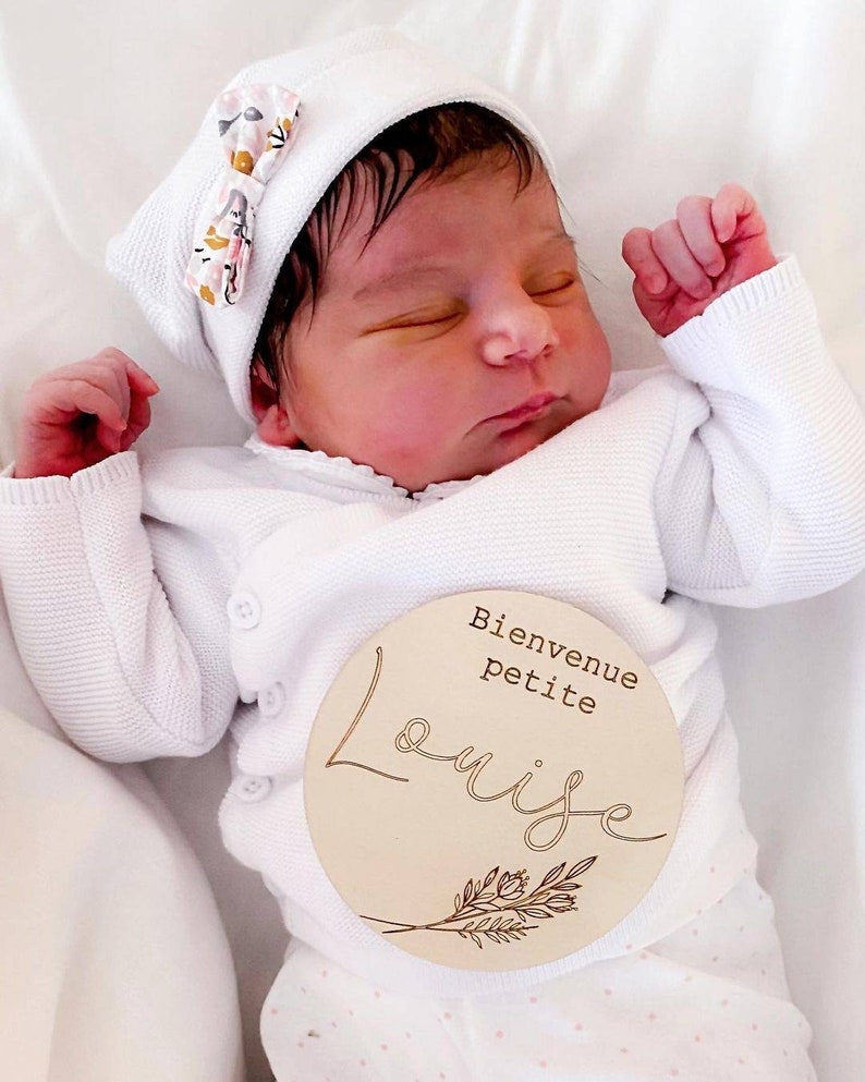 Carte prénom en bois personnalisée – Annonce de naissance – Accessoire photo bébé image 7