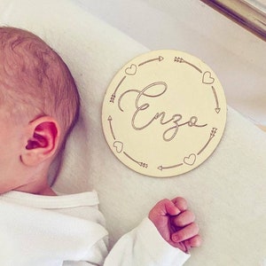 Carte prénom en bois personnalisée – Annonce de naissance – Accessoire photo bébé image 9