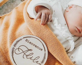 Carte prénom en bois personnalisée – Annonce de naissance – Accessoire photo bébé