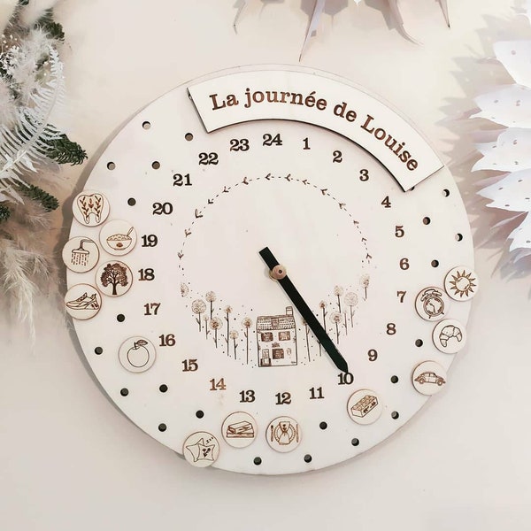 Horloge d'inspiration Montessori personnalisable