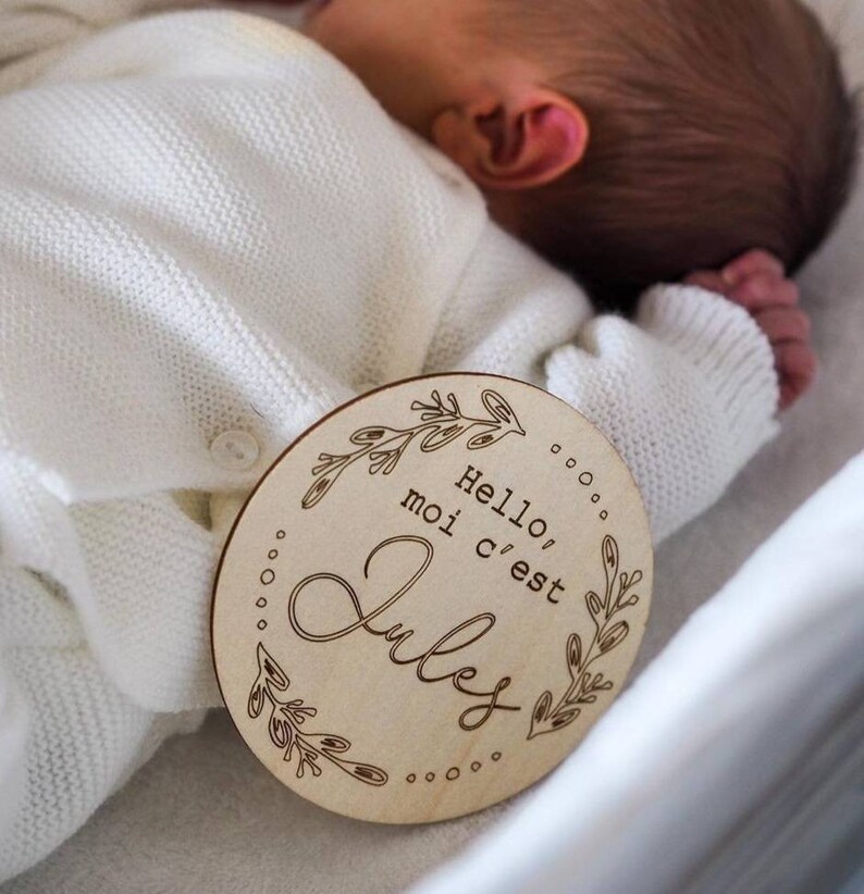 Carte prénom en bois personnalisée – Annonce de naissance – Accessoire photo bébé image 8