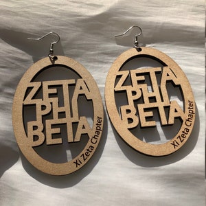 Wooden Customizable Zeta Phi Beta Earrings