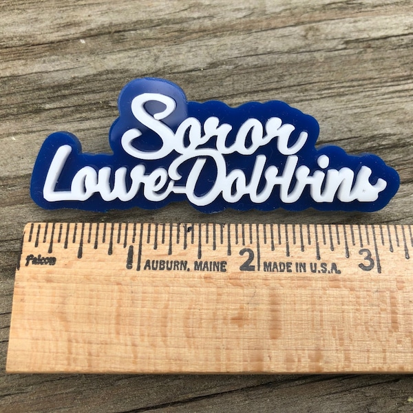 Customizable "Soror" Lapel Pin with White Letters