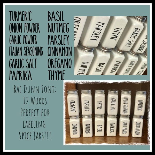 Rae Dunn Inspired Spice Jars, Paprika Garlic Oregano, SVG for Vinyl Decals, Kitchen Decals, Rae Dunn Spice Labels, Kitchen Labels