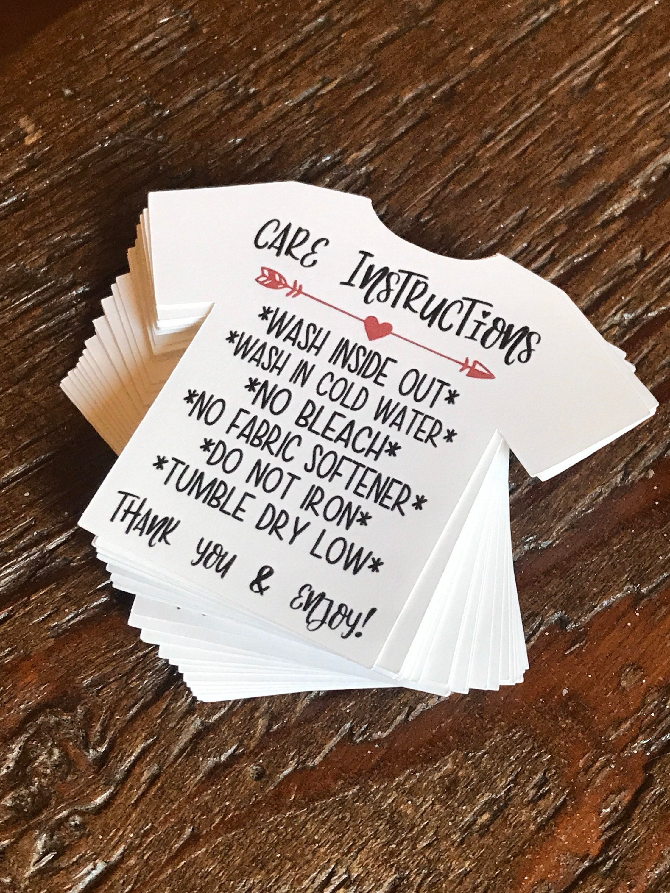 T-shirt Care Cards Care Instruction Cards DIY Shirt Care - Etsy